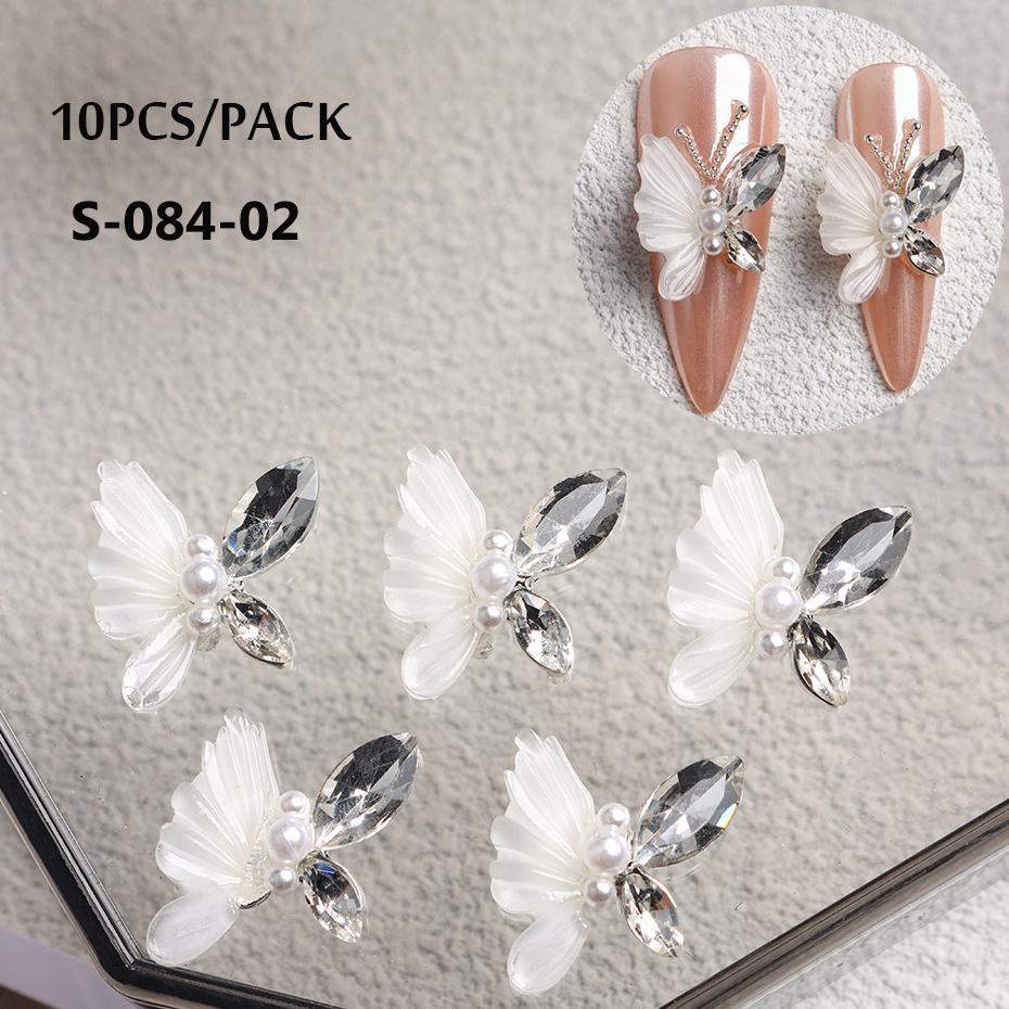 Aurora Butterfly 3D Nail Art Decoration Jewelry Hollow Heart Pearl Flower Mixed Size Irregular Nail Beads Manicure Accessories