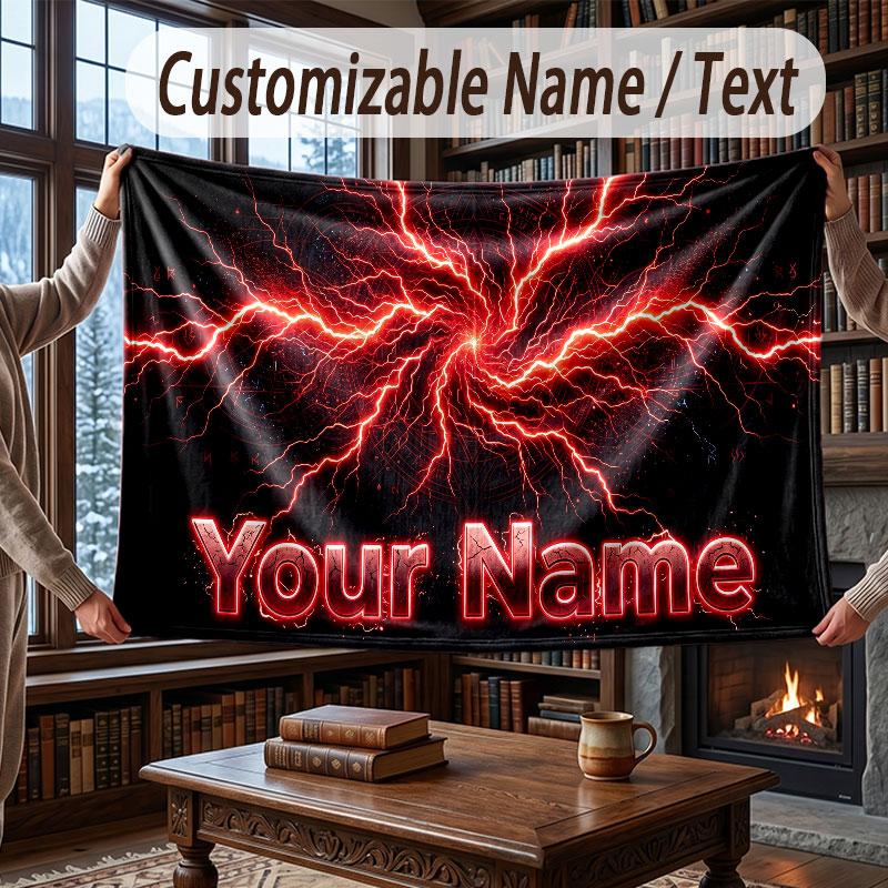 Neon Colorful Theme Throw Blanket Custom Name Text Personalized Blanket Soft Cozy Blanket for Home Sofa Bed
