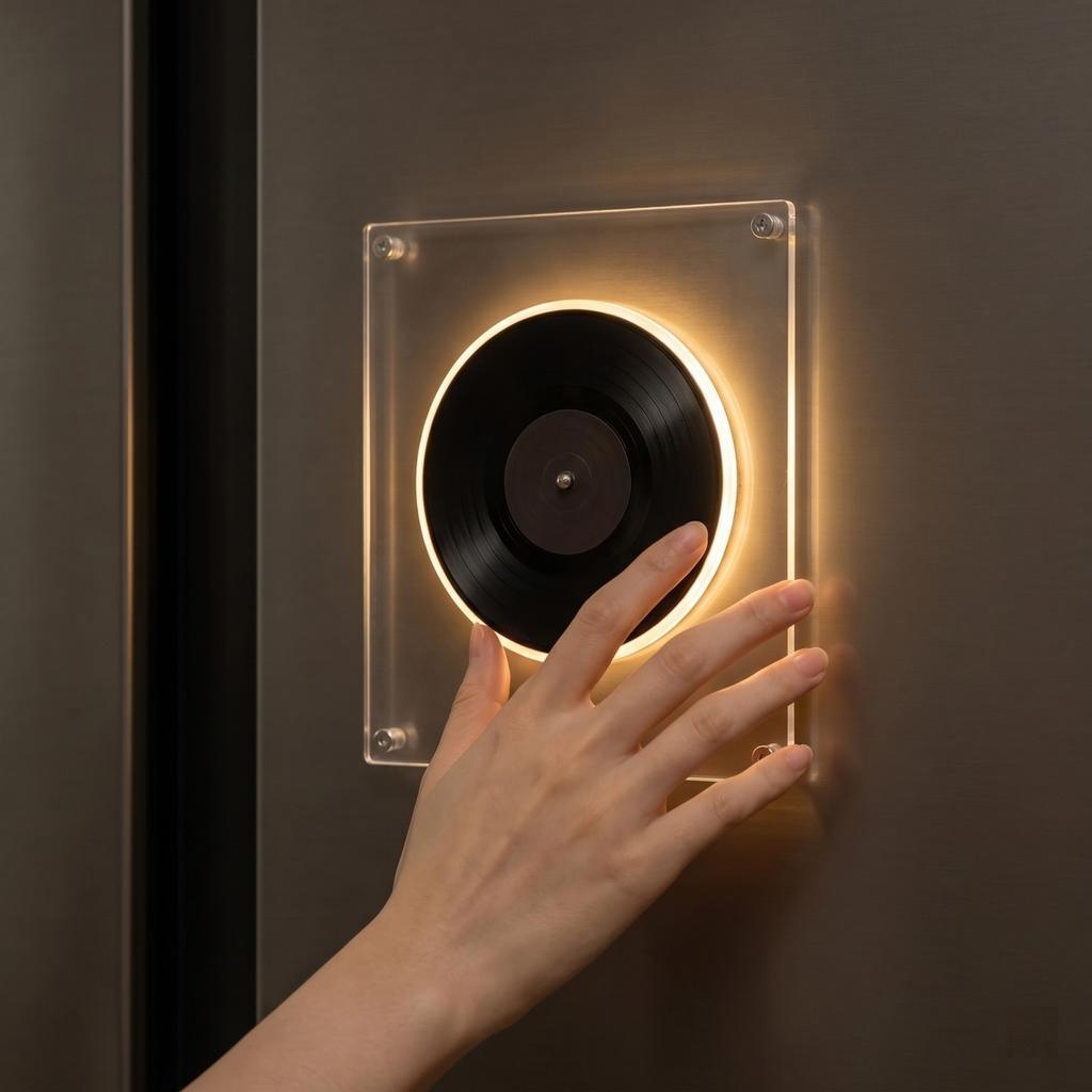 Rotating Disc Night Light with NFC Sensor Automatic Music Playback Acrylic Magnetic Refrigerator Decor Creative Display