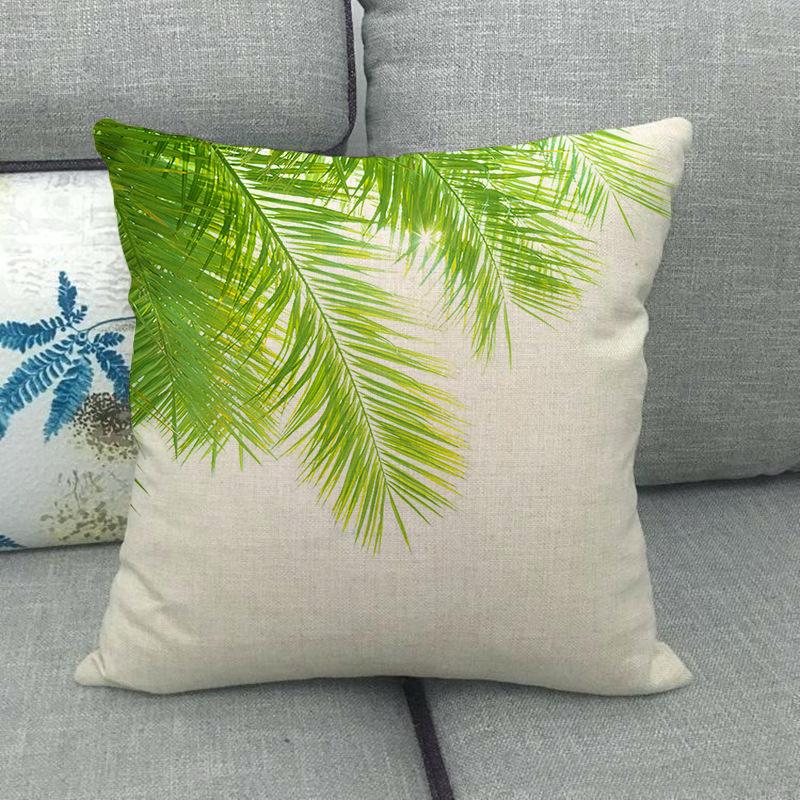Palm Tree Leaves, Turtle-Back Bamboo Plant Digital Printing Short Plush Pillow Covers For Sofa Office Cushion Cover Home Goods