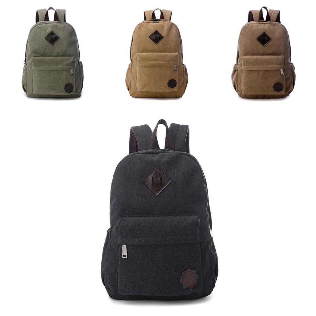 Bag Canvas Mens Vintage Backpack Rucksack Laptop Shoulder Travel Camping Bag