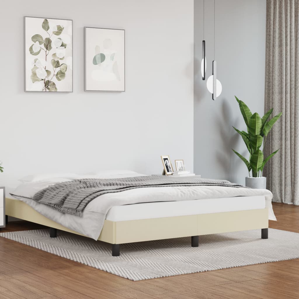 Bed Frame Cream 140 x 200 cm Faux Leather