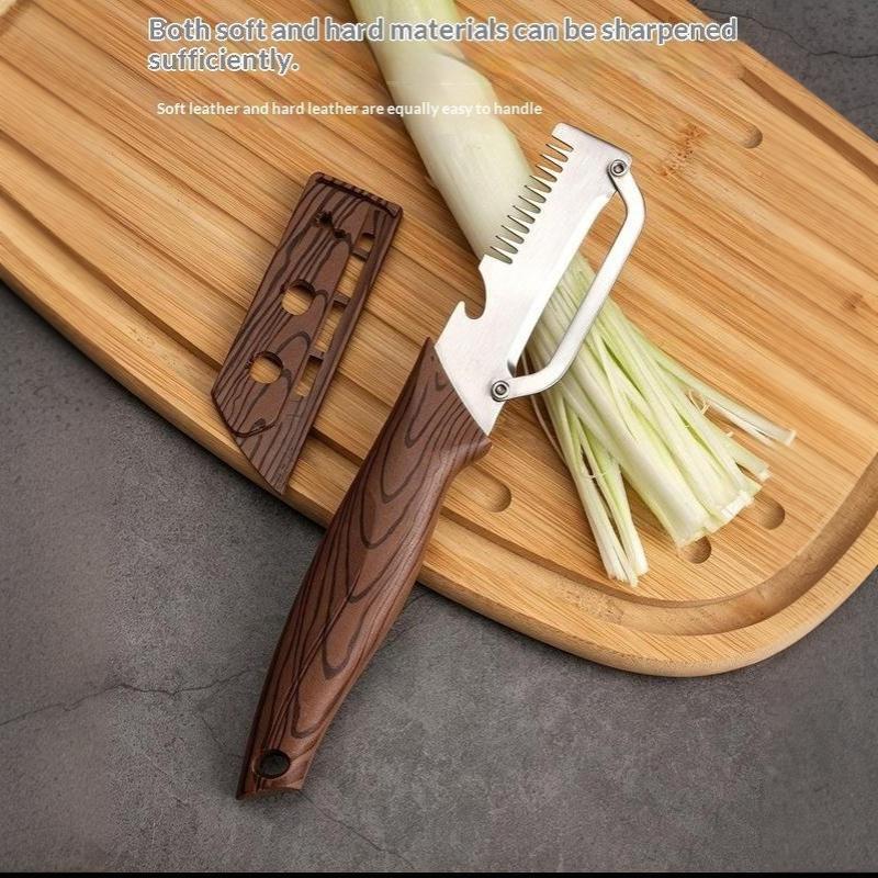 Multifunctional Vegetable Peeler With Sharp Stainless Steel Blade Wood Grain Handle For Kitchen Fruit Potato Peeling
