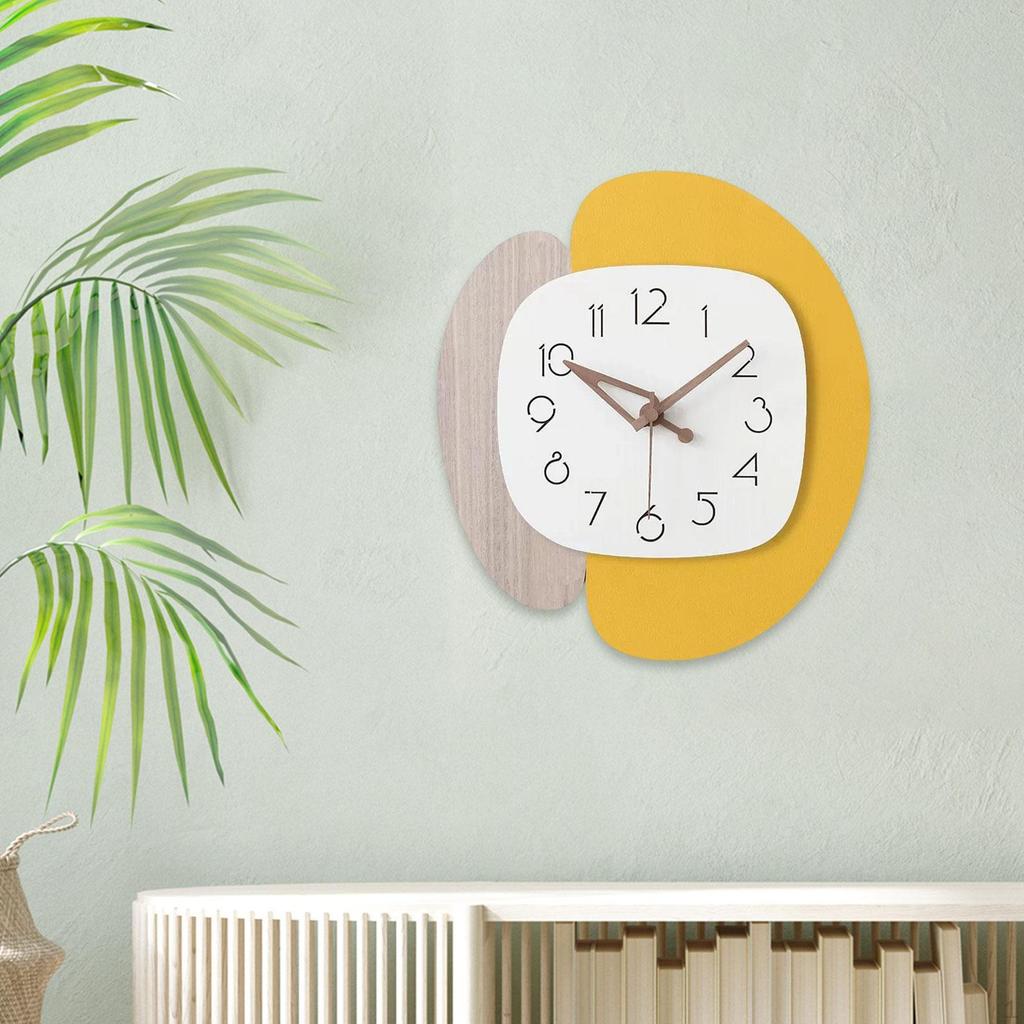 Wooden Wall Clock Watch Gift Living Room Decoration Silent Hanging for Party Cafe