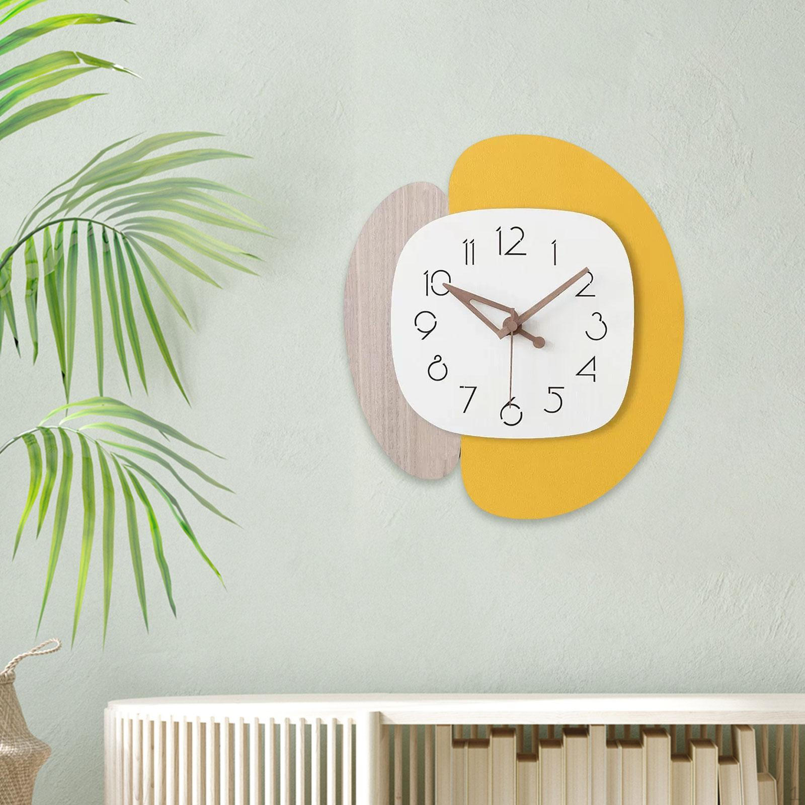 

Wooden Wall Clock Watch Gift Living Room Decoration Silent Hanging for Party Cafe