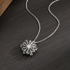 Faint blue flower retro collarbone chain female inlaid zirconia flower exquisite pendant simple style fashion necklace