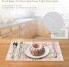 4/6pcs Bunny Floral Plaid Print Single-Sided Easter Placemat Set for Spring Table Decor