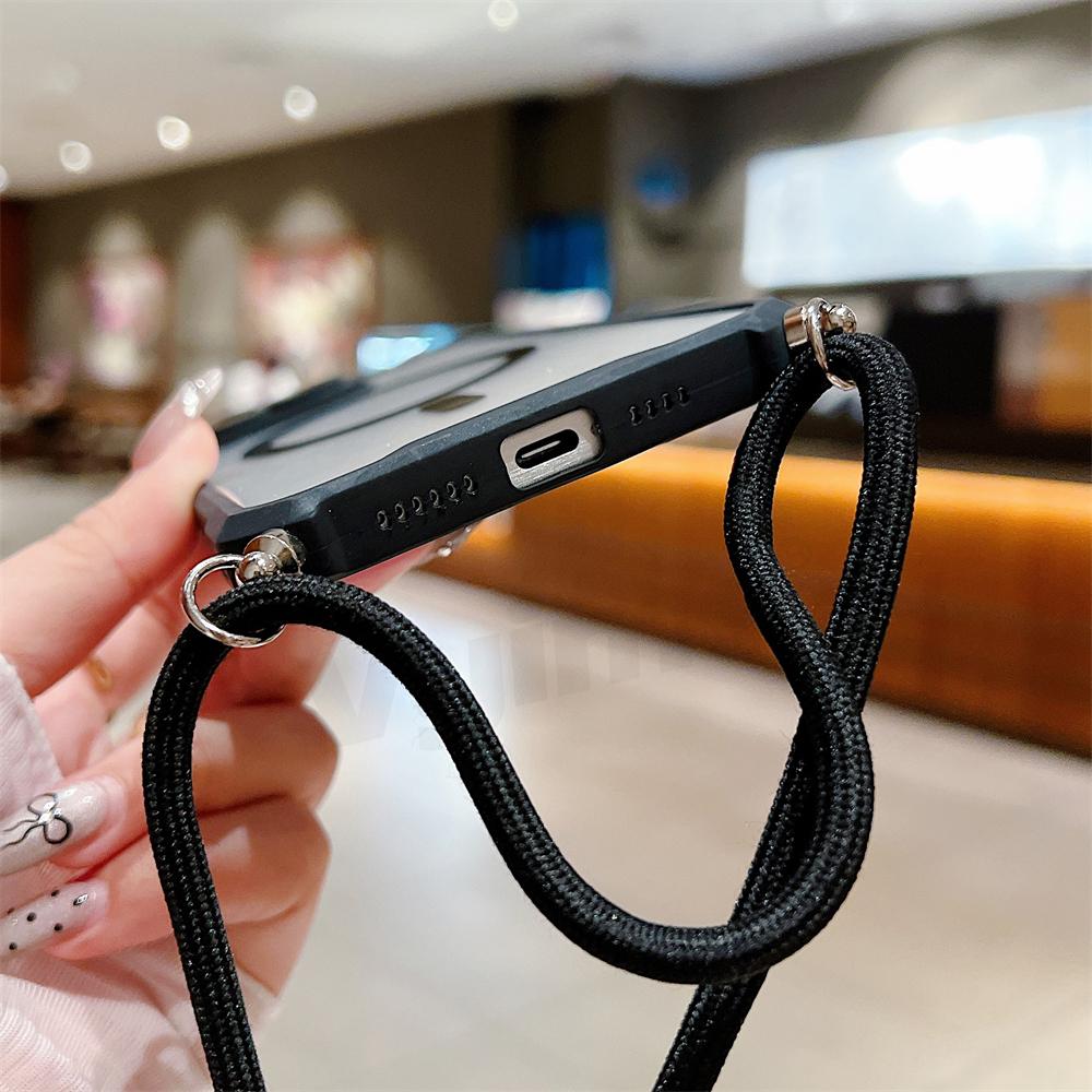 Carcasă de telefon transparentă magnetică cu curea pentru iPhone 15 14 13 12 11 Pro Max Plus pentru Magsafe Crossbody Lanyard Hard Acrylic Cover