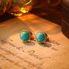 Vintage Natural Blue Turquoise Stud Earrings Elegant And Luxurious Fashionable Personality Earrings