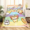 Japan Sushi King Queen Duvet Cover Marine Life Bedding Set Cartoon Japanese Food Quilt Cover Colorful Polyester Comforter Cover
