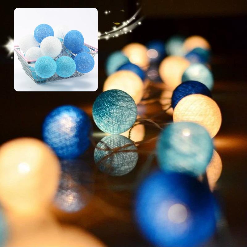 

20 светодиодных гирлянд уличные хлопковые шарики 3 м гирлянда струнный свет сад домашний декор питание от батареек для свадебной вечеринки 3m