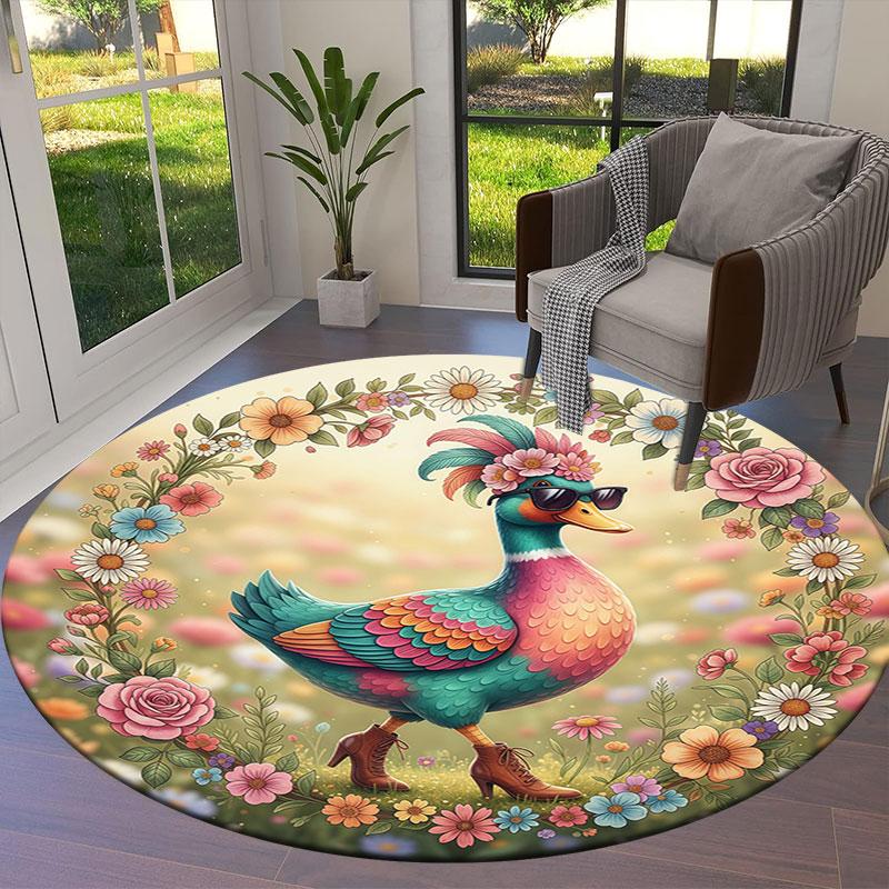 Colorfulbirds Round Area Rug,Carpet Rug for Living Room Bedroom Sofa Playroom Decor,Non Slip Floor Mat