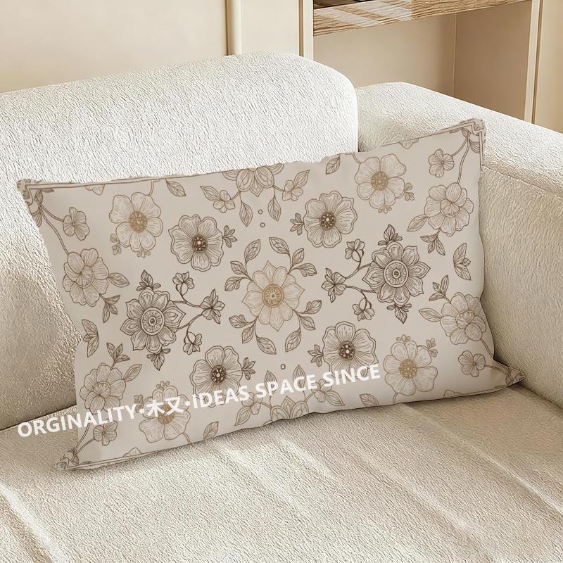 Floral & Damask Patterned Pillowcase Suitable For Sofa Bedroom Car Pillow Cover Cushion Rectangular Back Cushion