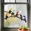 Bird Themed Glass Sticker on Branch Window Sticker, Colorful Birds Decorative Static Bathroom Cling Decal, Waterproof Removable Animal for