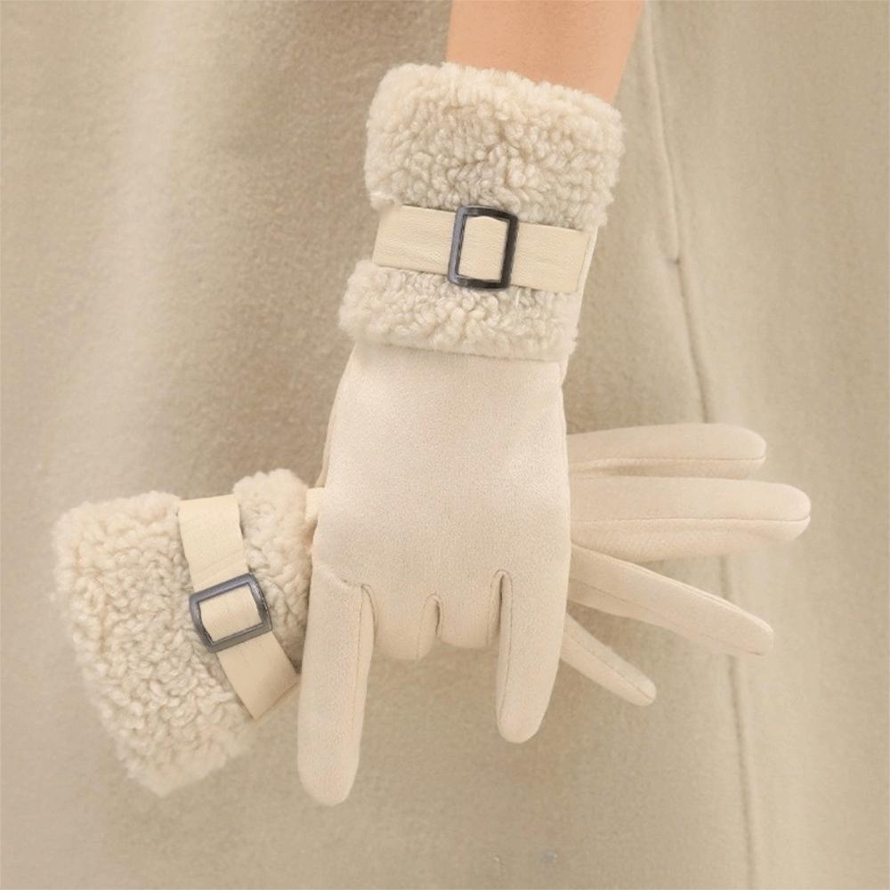 Full Finger Women Suede Gloves Windproof Cycling Mittens Fashion Winter Women's Gloves Girls Gift