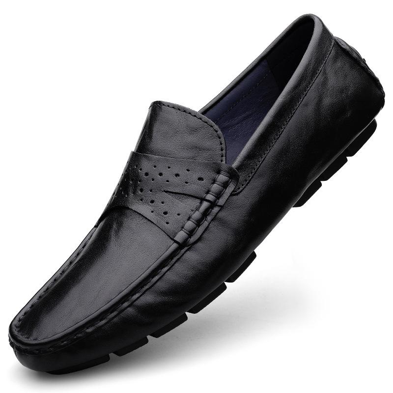 Men s Plus Size Cowhide Moccasins: Soft Sole, Versatile, Trendy Slip-On Casual Shoes, Sizes 37-45. 42