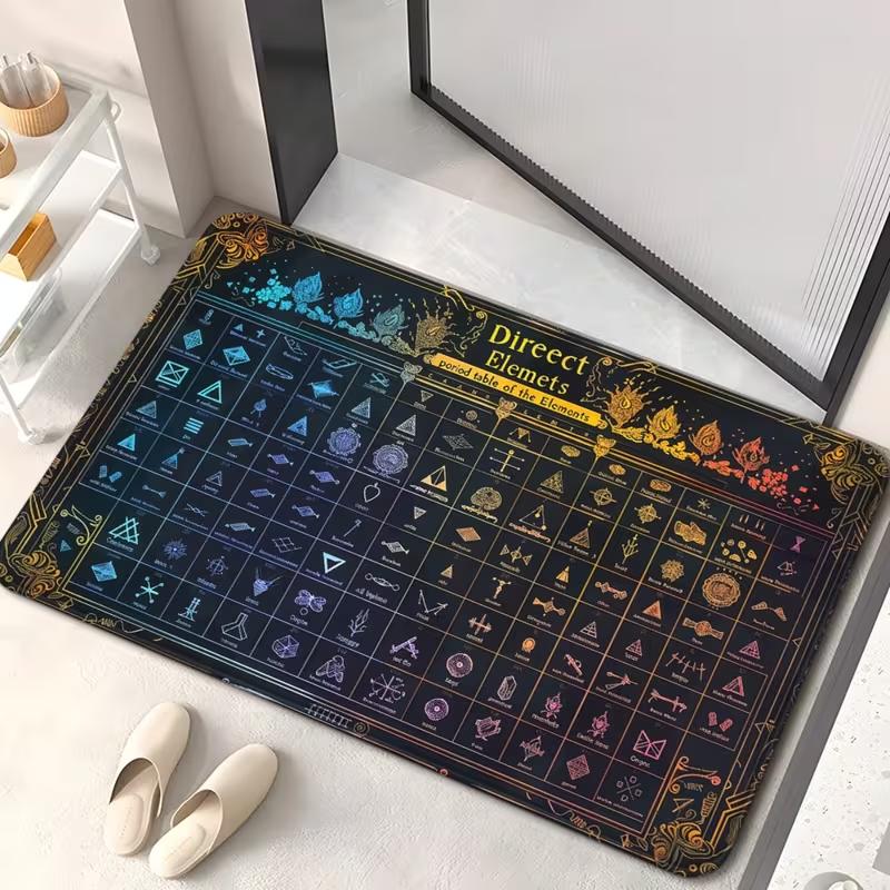 1 Piece of Fun and Scientific Floor Mat with "SCIENCE" Text Elements Periodic Table Anti Slip and Door Mat Area Home Decoration