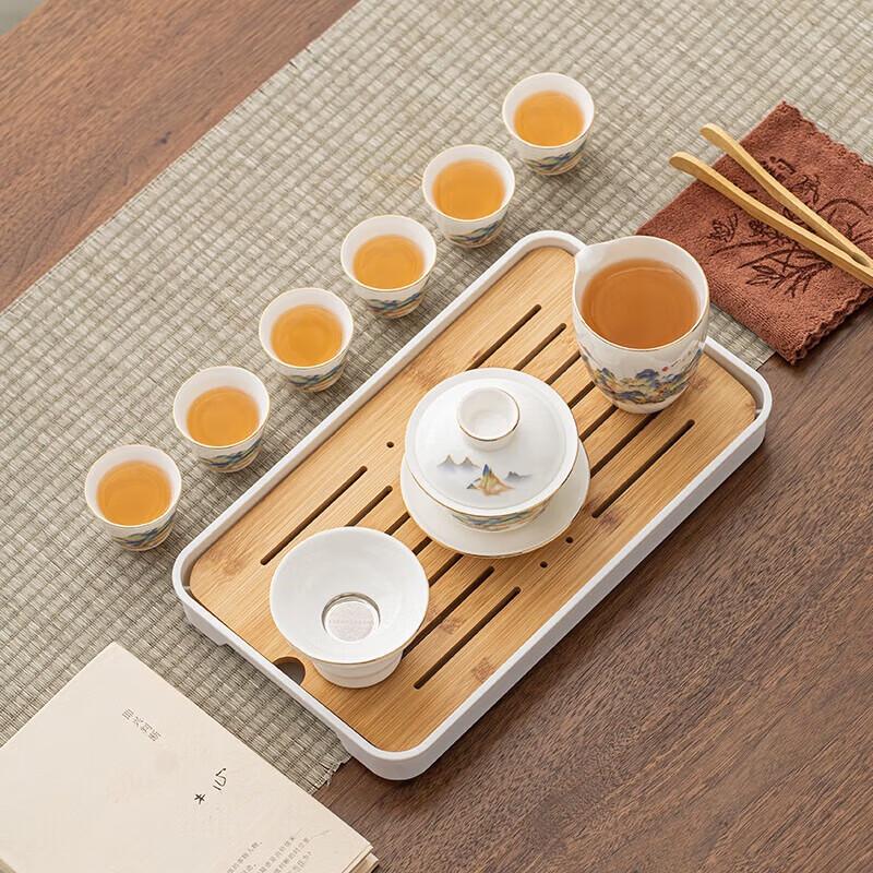 Changshengyuan Portable White Porcelain Travel Tea Set - Thousand Miles Landscape