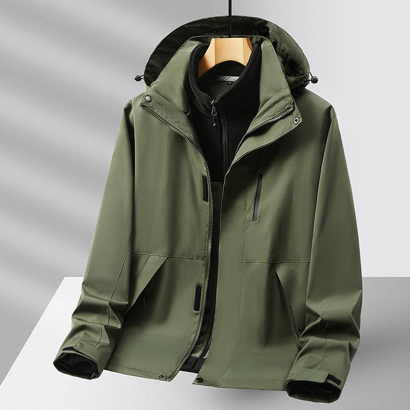 Velvet and Thickened Three-in-one Two-piece Jacket Autumn and Winter Jacket Mountaineering Jacket Outdoor Detachable Large Size