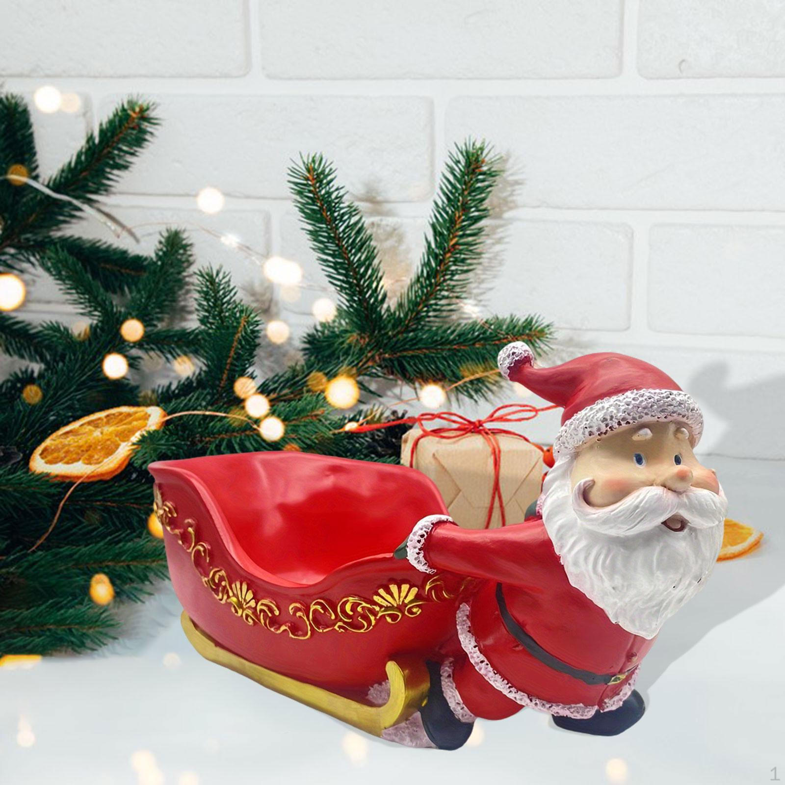 Christmas Santa Claus Sculpture with Storage Bowl, Candy Tray, Key Holder And for