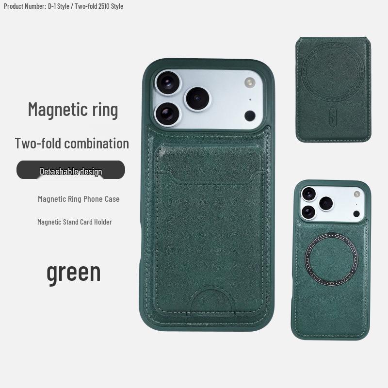 Magnetic Leather Flip Card Holder Stand for Apple 16 Phone