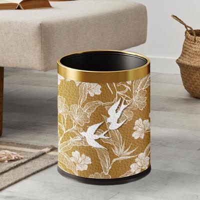 Open Top PU Leather Waste Bin for Kitchen And Living