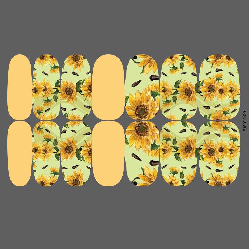 Sunflower Waterproof Nail Art Stickers - Full Cover, Trendy European & American Style (YMY2318-2329)