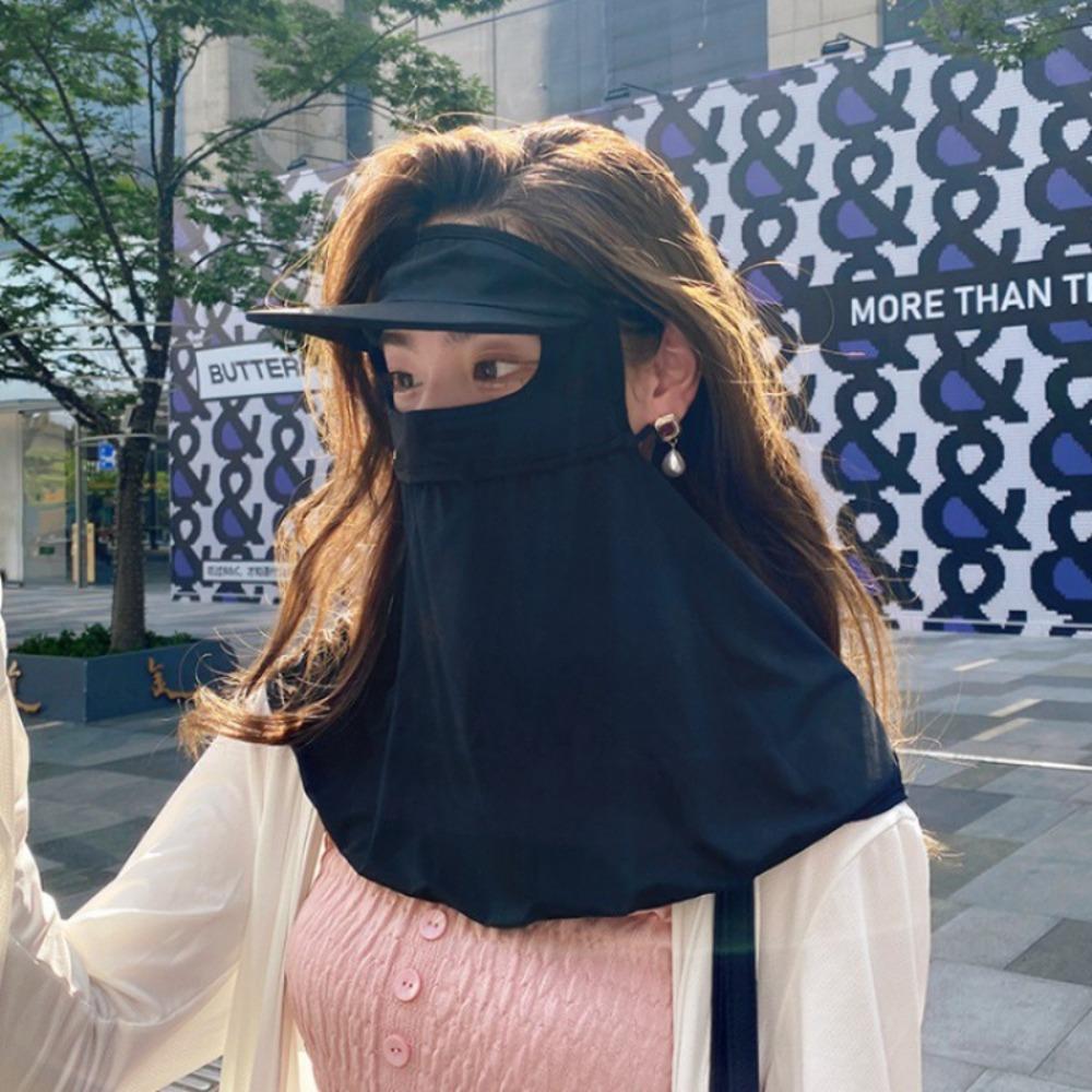 Summer Face Cover Sunscreen Face Scarf Mask With Hat Elastic Face Gini Mask Women/Girls