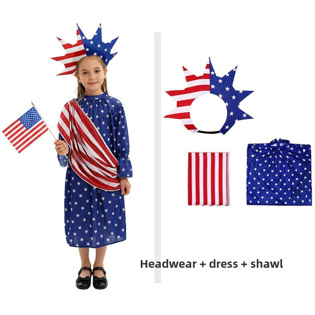 Us Colonial Child Dress With Polyester Fabric For Stage Performance And Costume Events