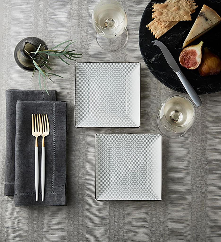 Wedgwood Official Wedding Gift Geo Platinum Square Wedding Gift for the Bride and Officially Imported Wrapping Tray, Pair, White, Tableware, Groom,