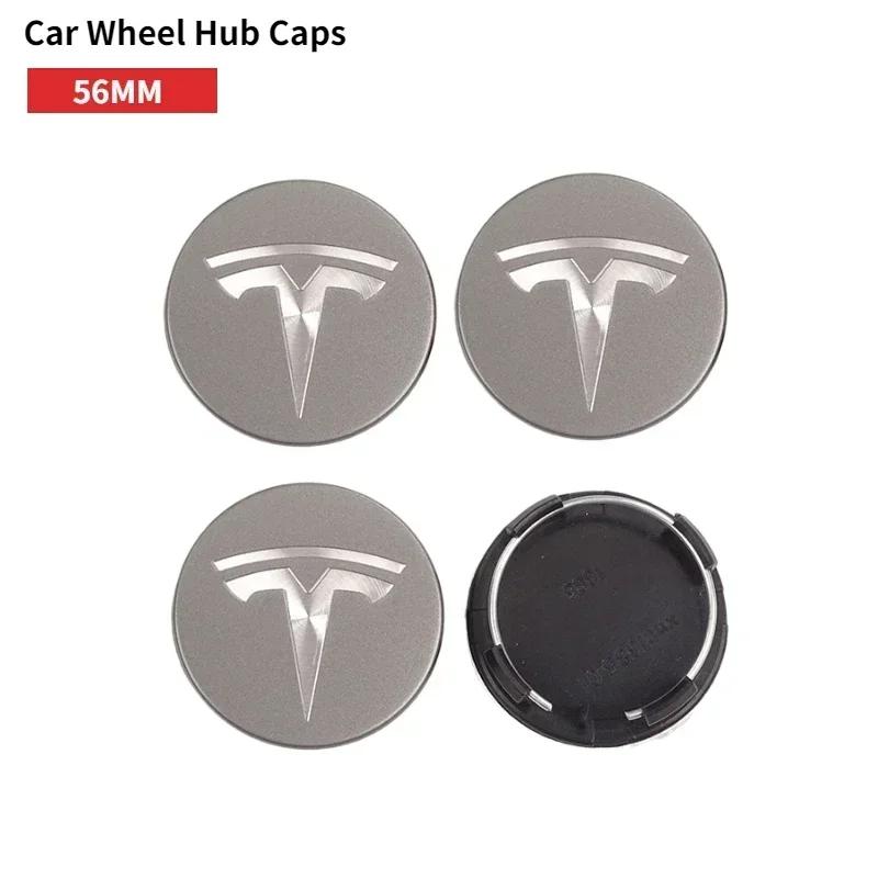 4pcs 56mm for Tesla Car Center Hub Caps Wheel Covers Model 3 Y S X Roadster P75D P85D P90D P100D Badge Exterior Accessorie
