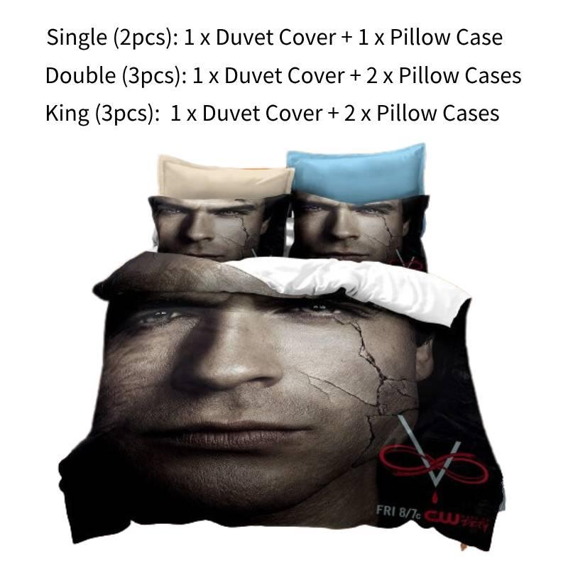 Vampirtagebuch 3D-gedrucktes Bettwäscheset Weiches und strapazierfähiges Polyesterfasermaterial