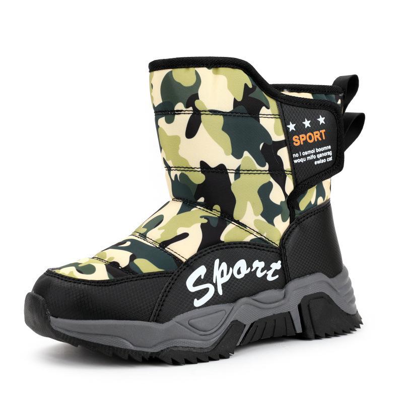

Mid-Large Children s Winter Cotton Shoes with Velvet Lining, Warm, Anti-Slip Outdoor Snow Boots for Boys and Girls. 34