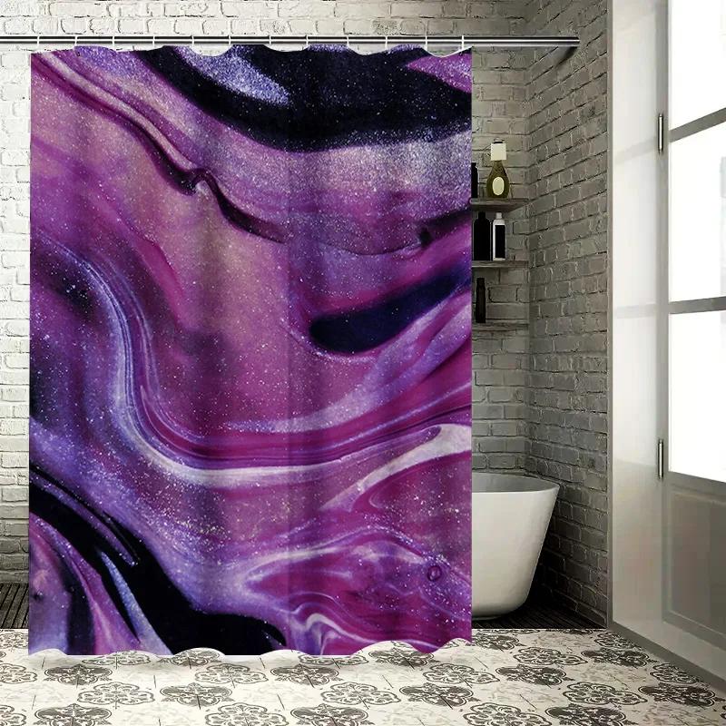 Luxury Purple Galaxy Shower Curtain Waterproof Bathroom Decor Fabric Backdrop Extra Long Size for Bathtub Spa Showers