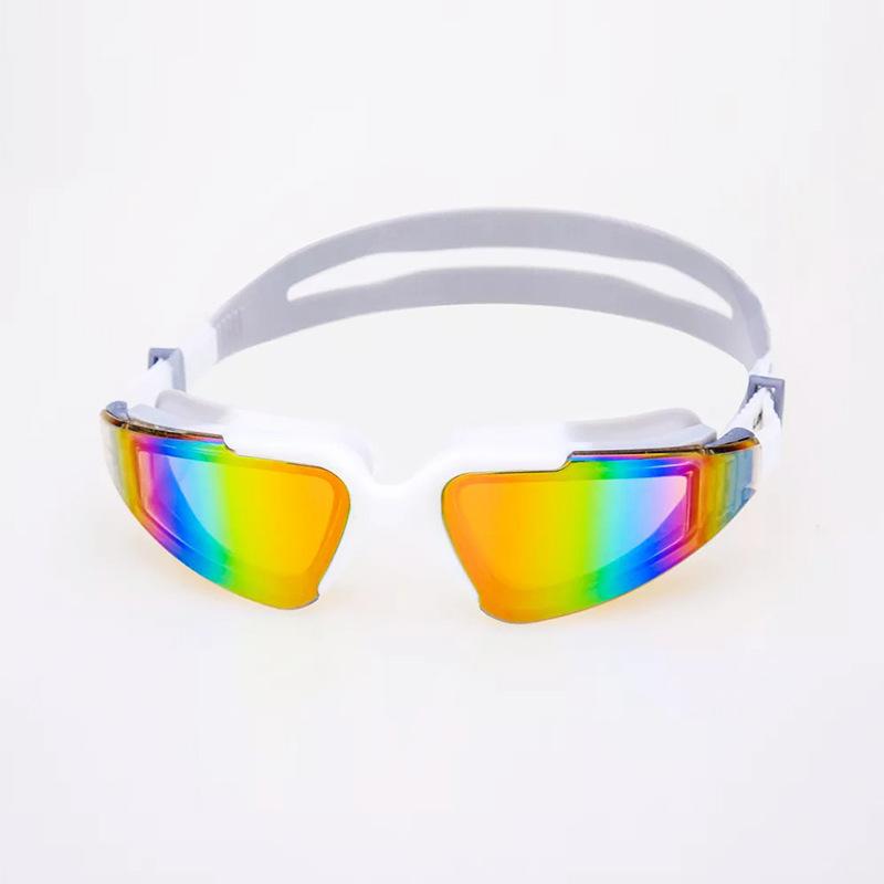 Swimming goggles waterproof and anti-fog PC high definition eye protection large frame electroplated swimming glasses adult swimming goggles белый