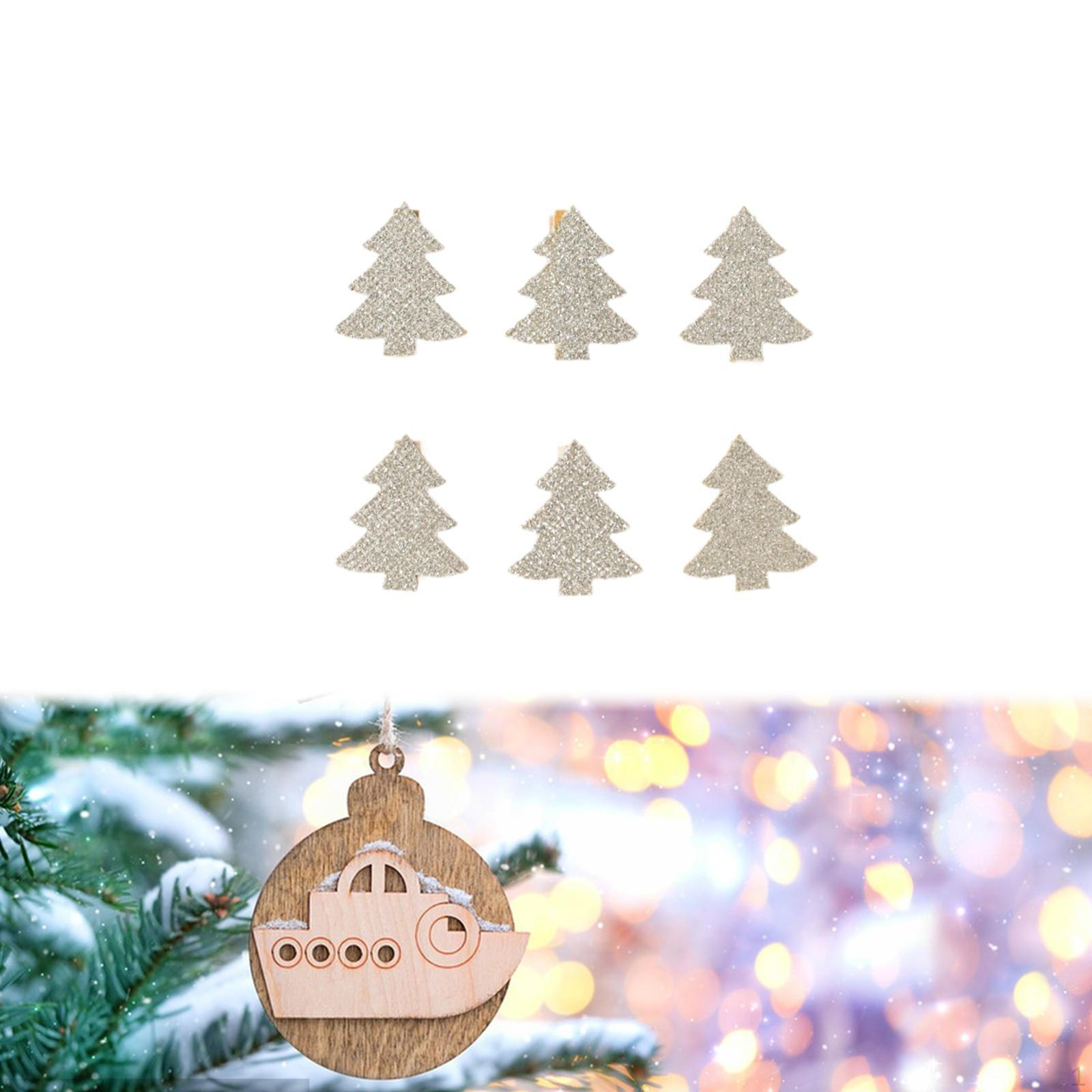

6 шт. подвесных деревянных бирок для рождественской елки, украшение для праздничной атмосферы Silvery Tree