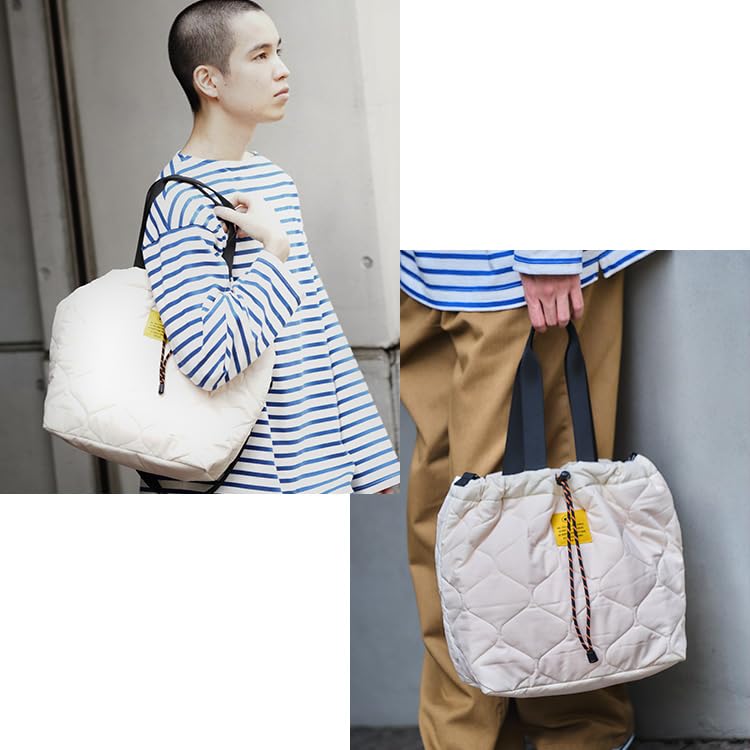 Kiu Padded Drawstring Tote Large Shoulder Bag, Waterproof, Water-Repellent, Quilted, Capacity, Bag, Drawstring, Simple, Stylish, Cute, Casual,