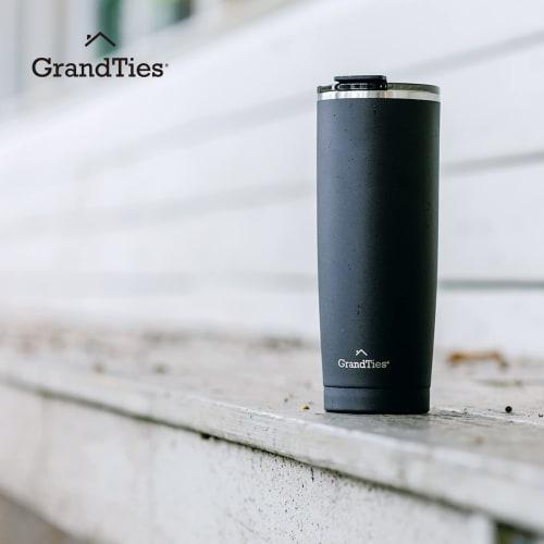 GRANDTIES Premium Drinkware Vacuum Insulated Tumbler, 590ml - Car Cup Holder Compatible & Easy Open Mouth (Midnight Black)