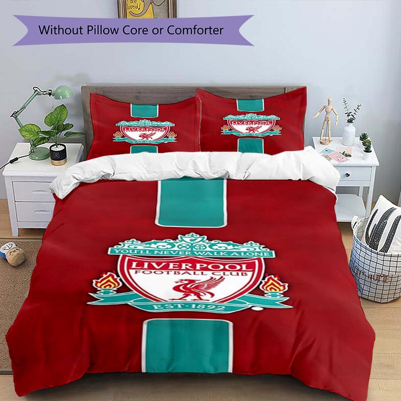 Set copripiumino 3 pezzi (1*Copripiumino + 2*Federe, Senza Nucleo),Set Biancheria da Letto con Stampa Liverpool F.C, Decorazione Camera da Letto, Per Tutte le Stagioni, Regalo di Compleanno