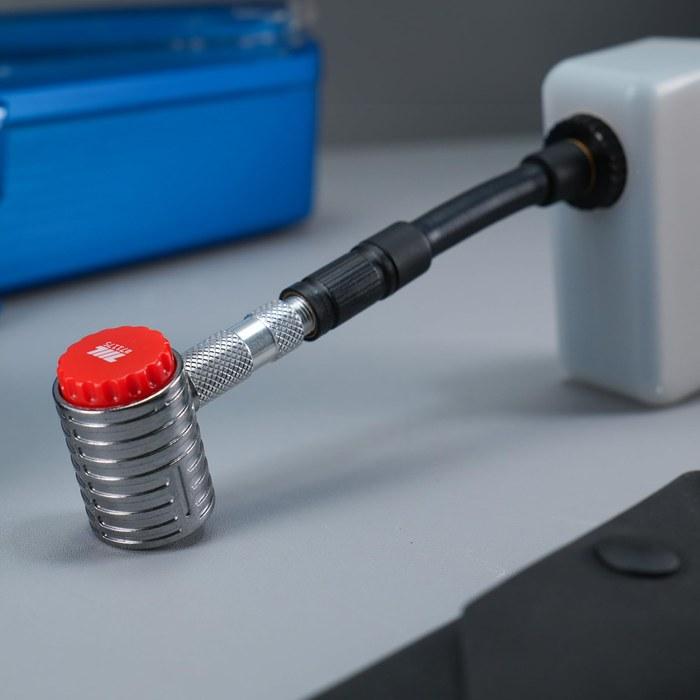 [711L] French Air Chuck - Precision Gauge Inflator Attachment for French Valve Bicycle Tires (Screw Type, Red) Full Size