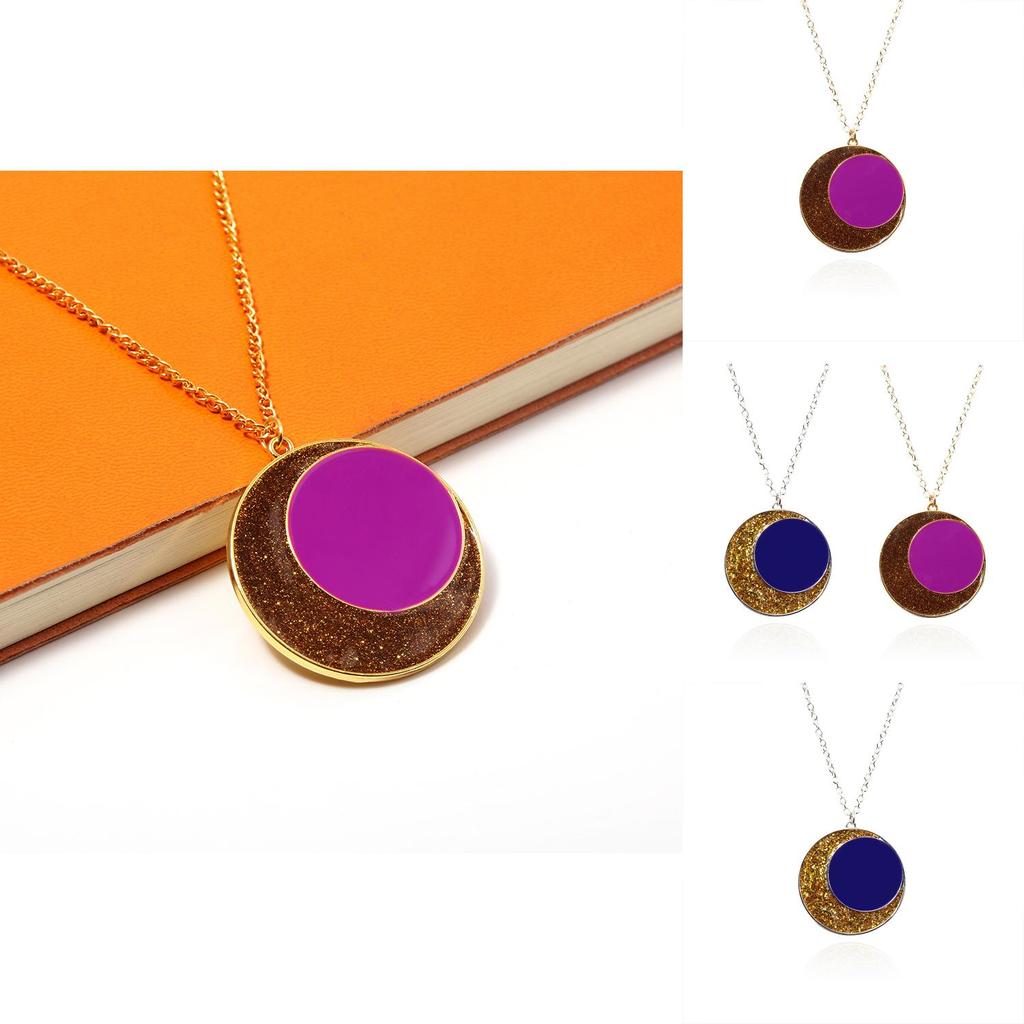 The Owl House Moon Pendant Necklace Alloy Round Charm With 51cm Chain For Casual And Gift Use
