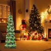 Ceramic Christmas Trees, Pre-Lit Hand-Painted Tabletop Holiday Decoration w/Multicolor Bulbs, LED Lights – Green
