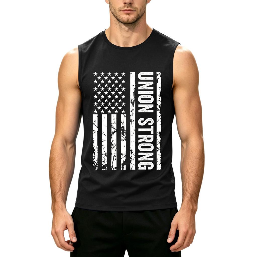 Men's Sleeveless Casual Tank Top Muscle Shirt Printed Graphic Crew Neck Summer Workout Gym Apparel for Outdoor Activities