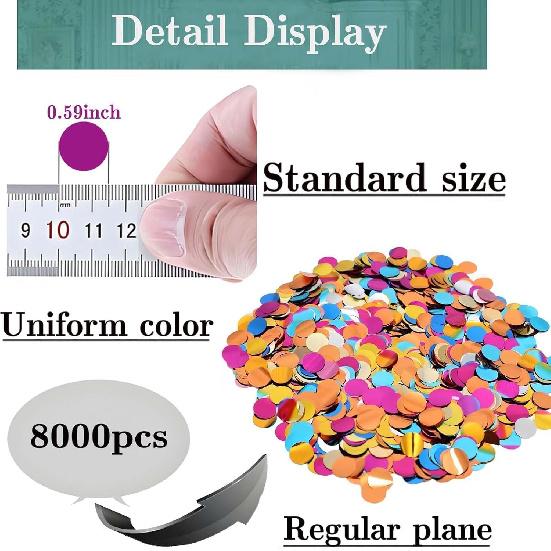 Multi-color Metallic Foil Paper Shreds(1.5 cm)Round Dots Glitter Rainbow Table Confetti,Suitable for party and wedding decoration,Per Pack 2.1 Ounce