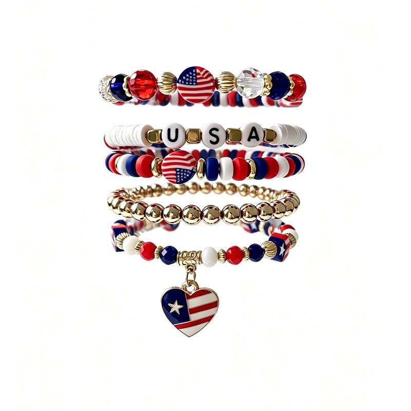 Unisex Independence Day Beaded Bracelet - Festive Fruit Jewelry, Perfect for Christmas & Halloween