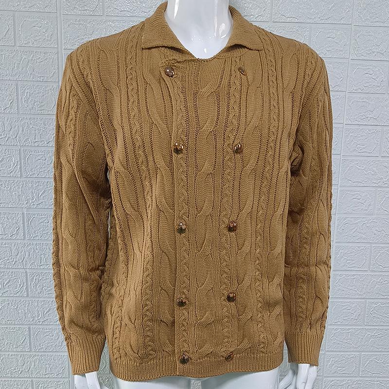 

Однотонный свитер с полувысоким воротником и двубортной застежкой XXL хаки