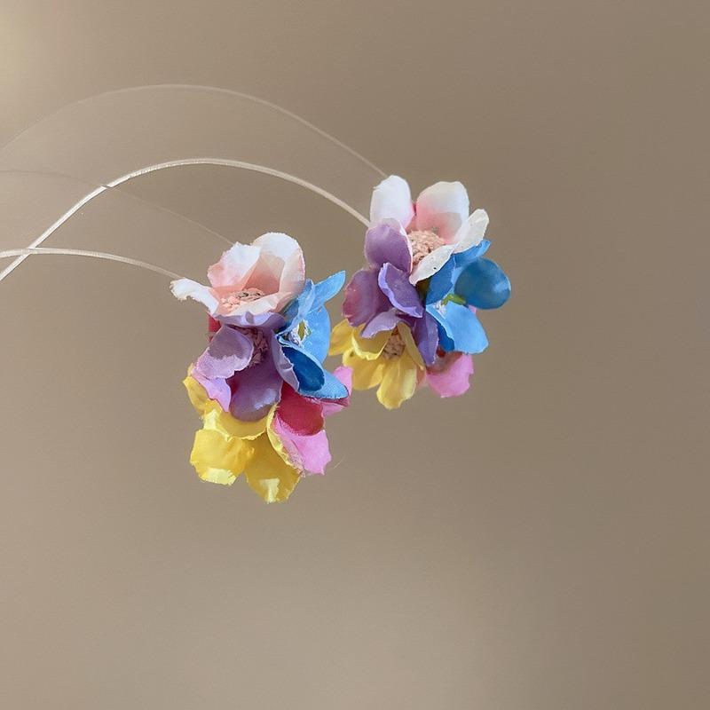 Strandurlaub Wind Super Fee Stoff Blume Ohrringe Leichter Luxus Hochwertige Ohrringe Modisch Süß Frisch Ohrringe Großhandel