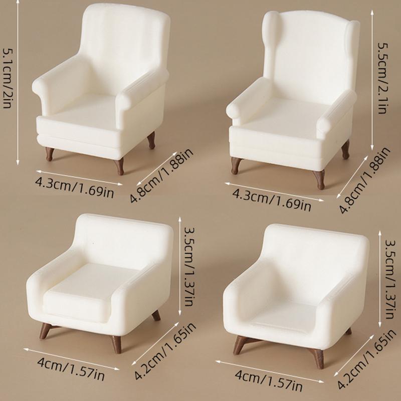 1/12 Dollhouse Mini White Sofa Model Dollhouse Simulation Furniture Decoration Dolls House Scene Ornament Pretend Play Toys