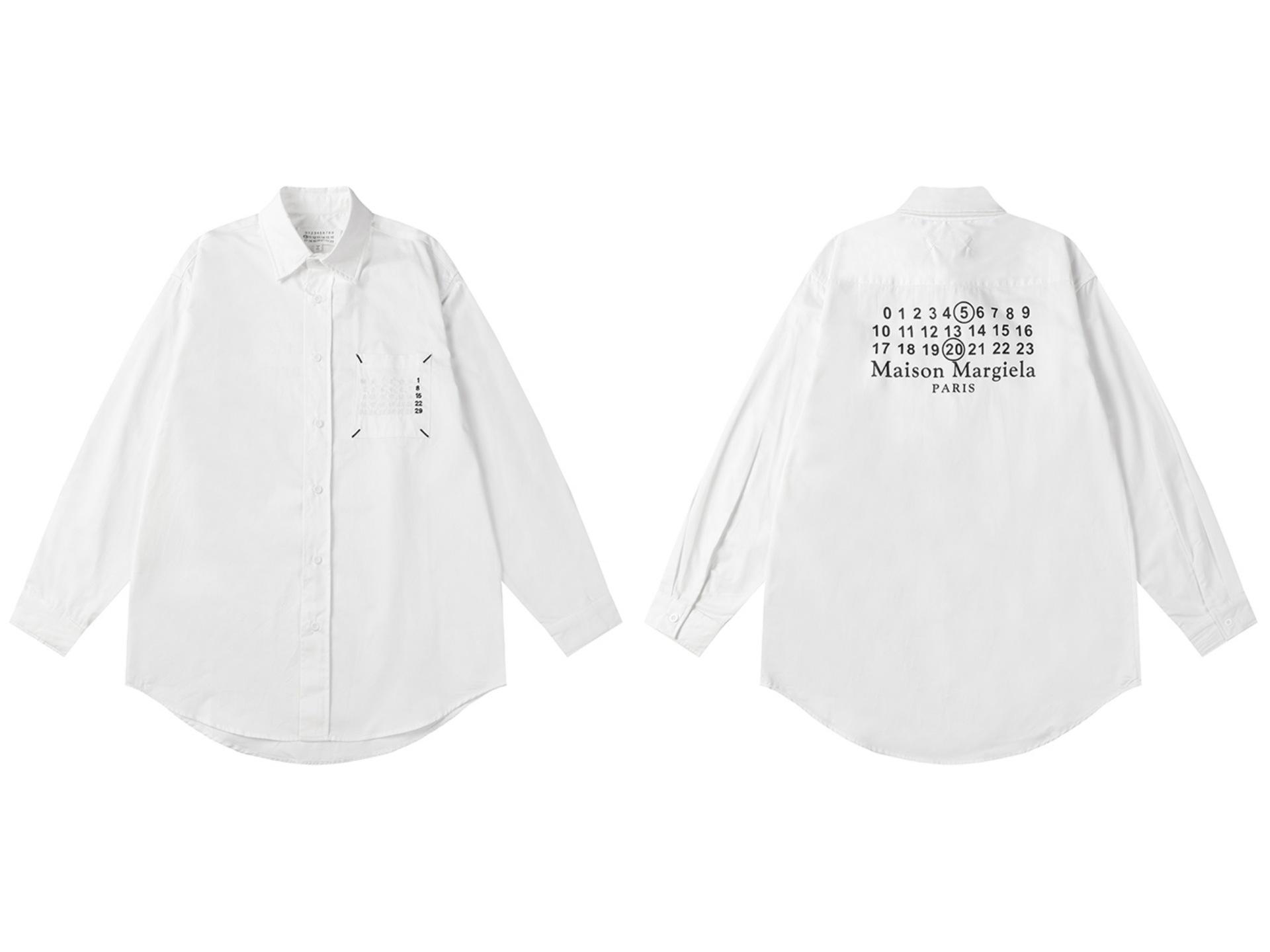 

Рубашка свободного кроя унисекс с вышитой надписью на кармане Extra Large белый