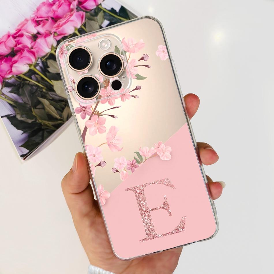 For iPhone 16 Pro Max iPhone16 Pro Fashion Initial Letter Case For iPhone 16Pro 16ProMax Clear TPU Soft Silicone Phone Cases